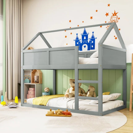 Lit mezzanine 2 lits de 1 place 90x190 – Structure bois gris