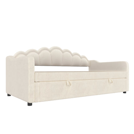 Lit coffre 1 place 90x200 avec rangement – Velours beige