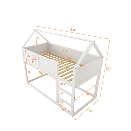 Lit mezzanine 2 lits 1 place 90x190 – Structure bois et blanc