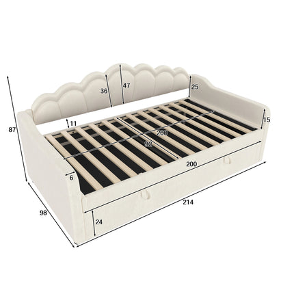 Lit coffre 1 place 90x200 avec rangement – Velours beige