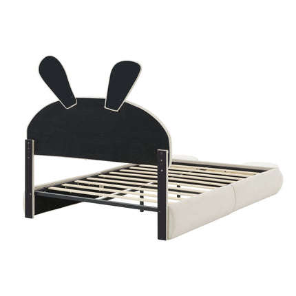 Lit coffre 2 places 140x200 – Velours beige avec rangement et éclairage LED