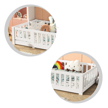 Lit 1 place 90x200 Montessori – Bois massif avec barrières