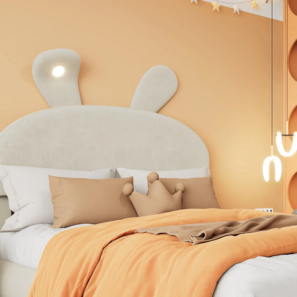 Lit coffre 2 places 140x200 – Velours beige avec rangement et éclairage LED