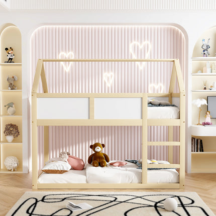 Lit mezzanine 2 lits 1 place 90x190 – Structure bois et blanc