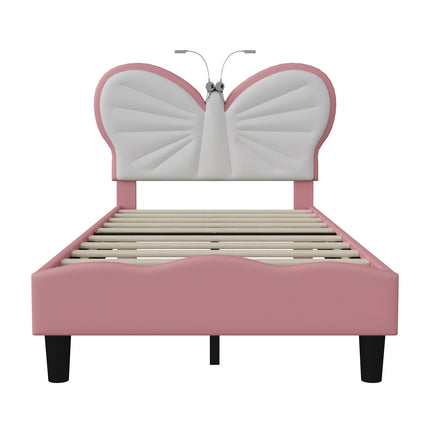 Lit 1 place 90x200 – Design papillon LED rose