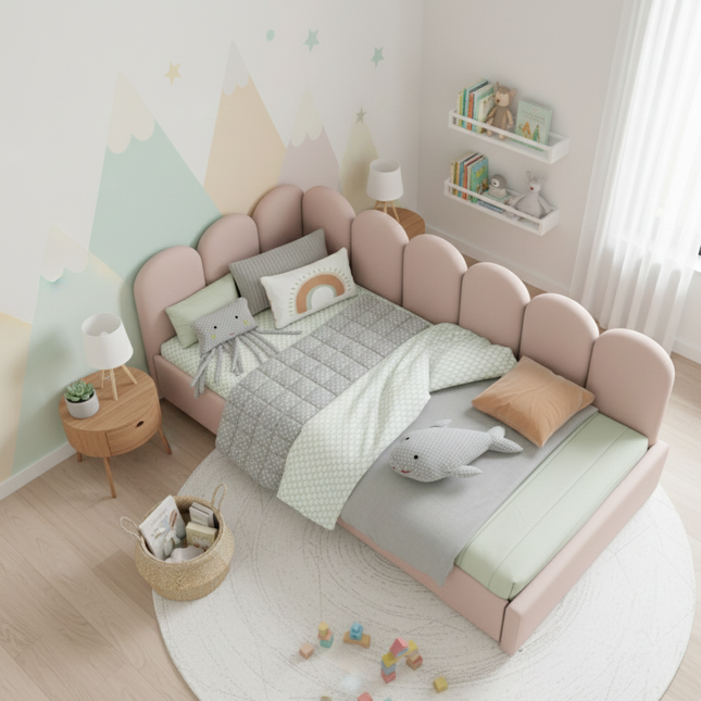 Lit 1 place 90x200 – Lit avec rangements et dossier capitonné