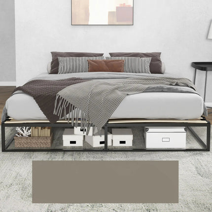 Sommier 2 places 180x200 – Cadre métallique minimaliste avec espace rangements