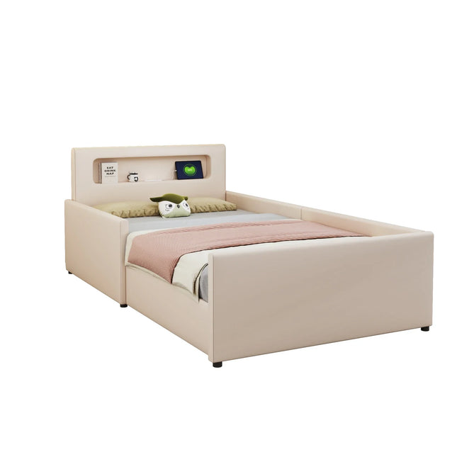 Lit 1 place 90x200 avec tiroir – PU avec LED & USB