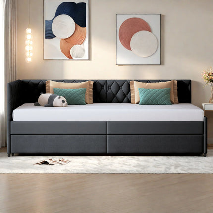 Lit gigogne 1 place 90x200 avec tiroir-lit – Velours gris