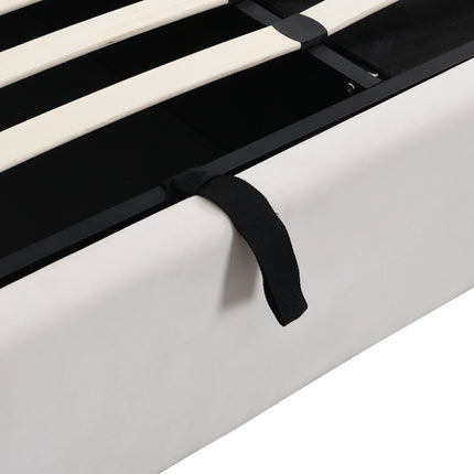 Lit coffre 180x200 avec rangements – Velours blanc & tête réglable