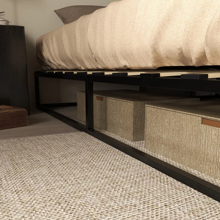 Sommier 2 places 180x200 – Cadre métallique minimaliste avec espace rangements