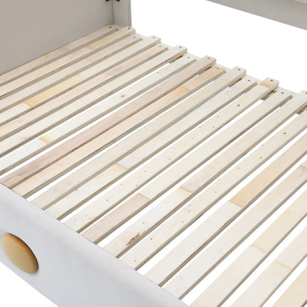 Lit 2 places 140x200 enfant – Design ours en velours beige