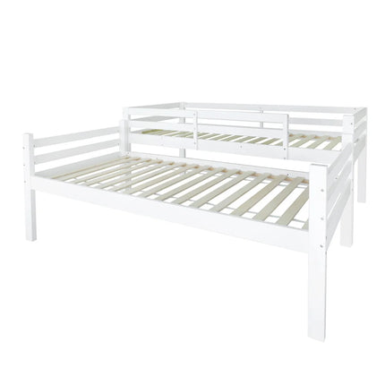 Lit mezzanine 2 lits de 1 place 90x200 – Bois blanc avec échelle et lits séparables