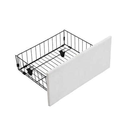 Lit coffre 180x200 avec rangements – Velours blanc & tête réglable