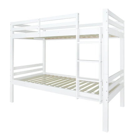 Lit mezzanine 2 lits de 1 place 90x200 – Bois blanc avec échelle et lits séparables